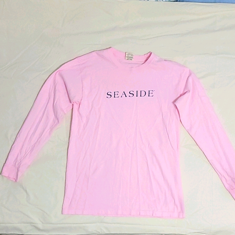 Pink seaside comfort colors long sleeve tshirt.